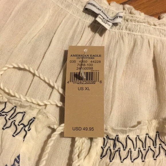 3/4 sleeve cream gauze w/embroidery - Picture 3 of 3